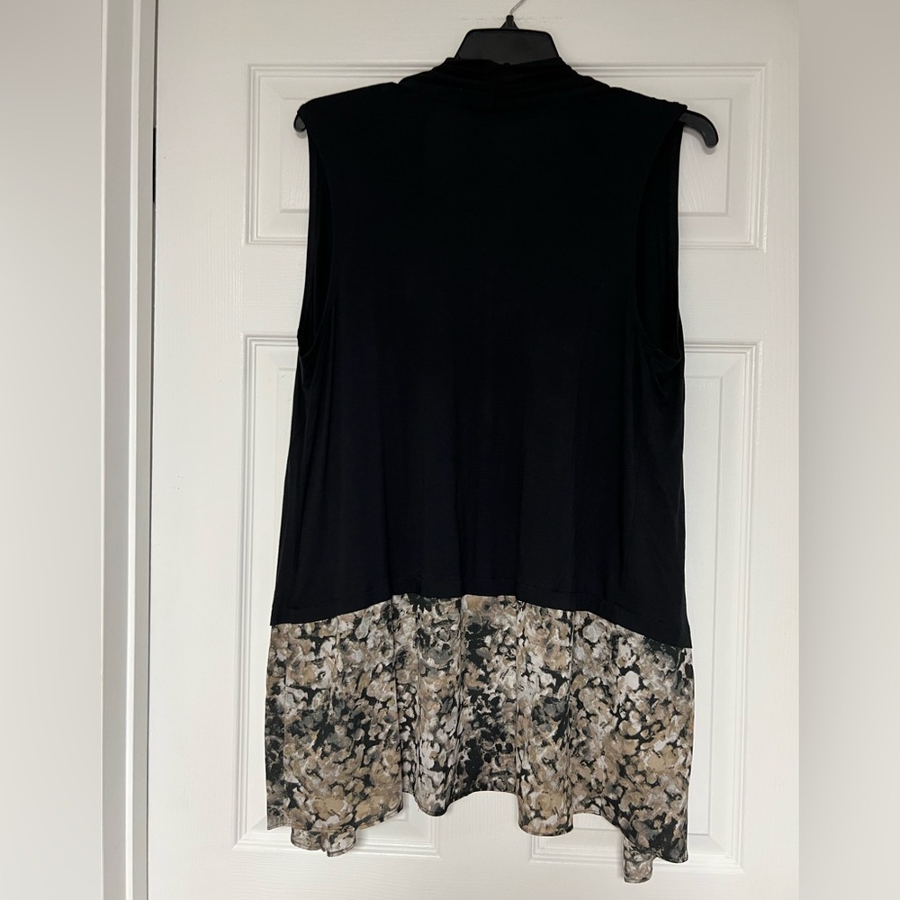 LOGO by Lori Goldstein Black Cardigan Sleeveless Top - Picture 9 of 9